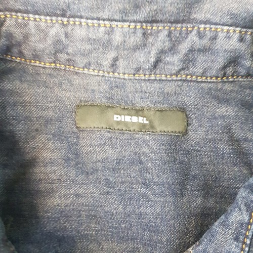 Diesel Mens Shirt Large Blue Denim Wash Metal Snap Cowboy Western Jeans Rodeo - Picture 4 of 10