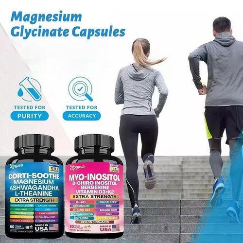 Corti-Soothe Cortisol Supplement Magnesium Glycinate 200MgL-Theanine150Mg 60Caps - Picture 3 of 15