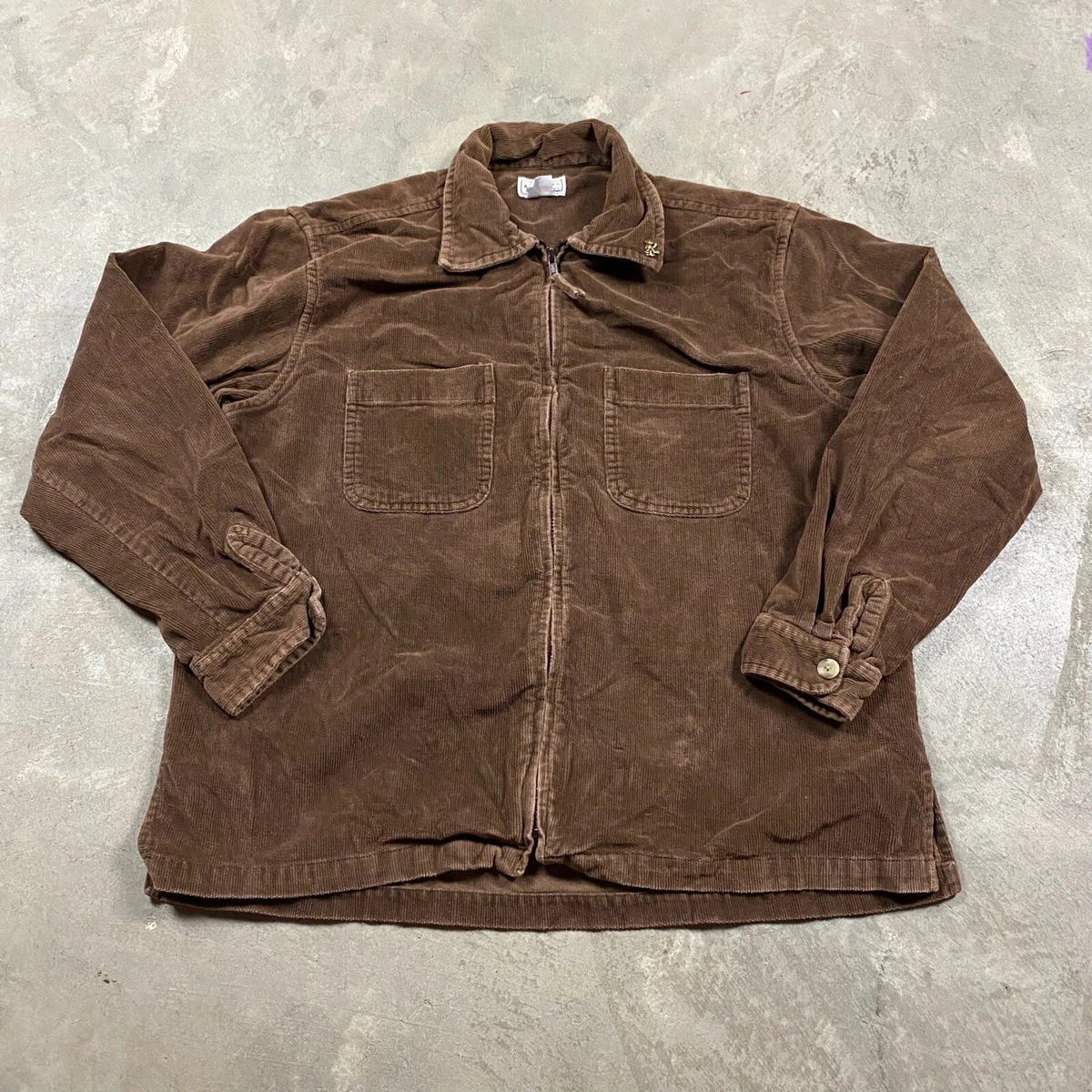 90s VTG Arizona Jean Company CORDUROY Shacket JACKET L Grunge Full Zip Y2K