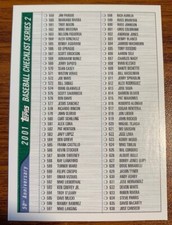 2001 Topps Series 2 Blue/Green Checklist #2 of 4 Used Free Shipping