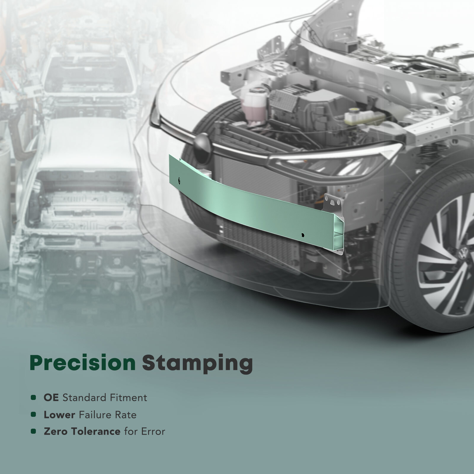 Aluminum Front Bumper Cover Reinforcement Impact Bar for Cadillac ATS 2013-2018