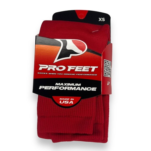 Kids Sport Socks Red Pro Feet Size XS Scarlet 2 Pair - Picture 2 of 3