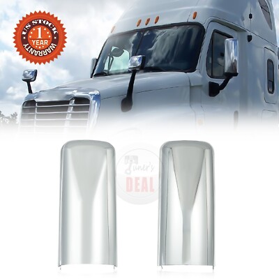 2Pcs Chrome Door Mirror Cover For Freightliner Cascadia 2008-2017 Truck LH+RH