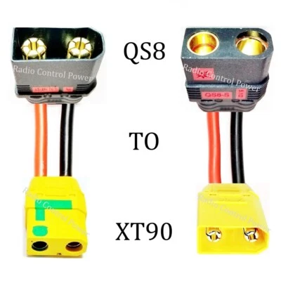 RADIO CONTROL POWER RCP Adapters QS8 to XT90 Wire Adapters 8 or 10 awg Wire