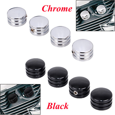 Set Of 4 Black Head Bolt Covers For Harley Sportster & Twin Cam - 15mm ID, 28mm OD
