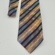 Ermenegildo Zegna Vintage Silk Disegno Esclusivo Blue Brown Gold 3- "
