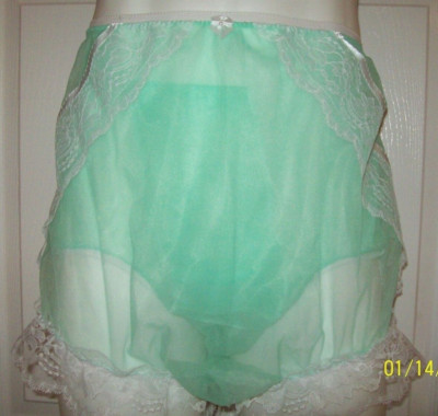 SISSY 2 LAYER Red & Blue SHEER NYLON Bubble & Panty w WHITE LACE TRIMS 27-42 **