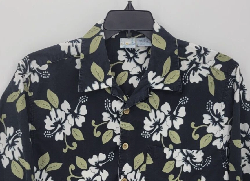 Camisa hawaiana OP Ocean Pacific para hombre mediana negra floral tropical Y2K ropa de calle Foto 3 de 4