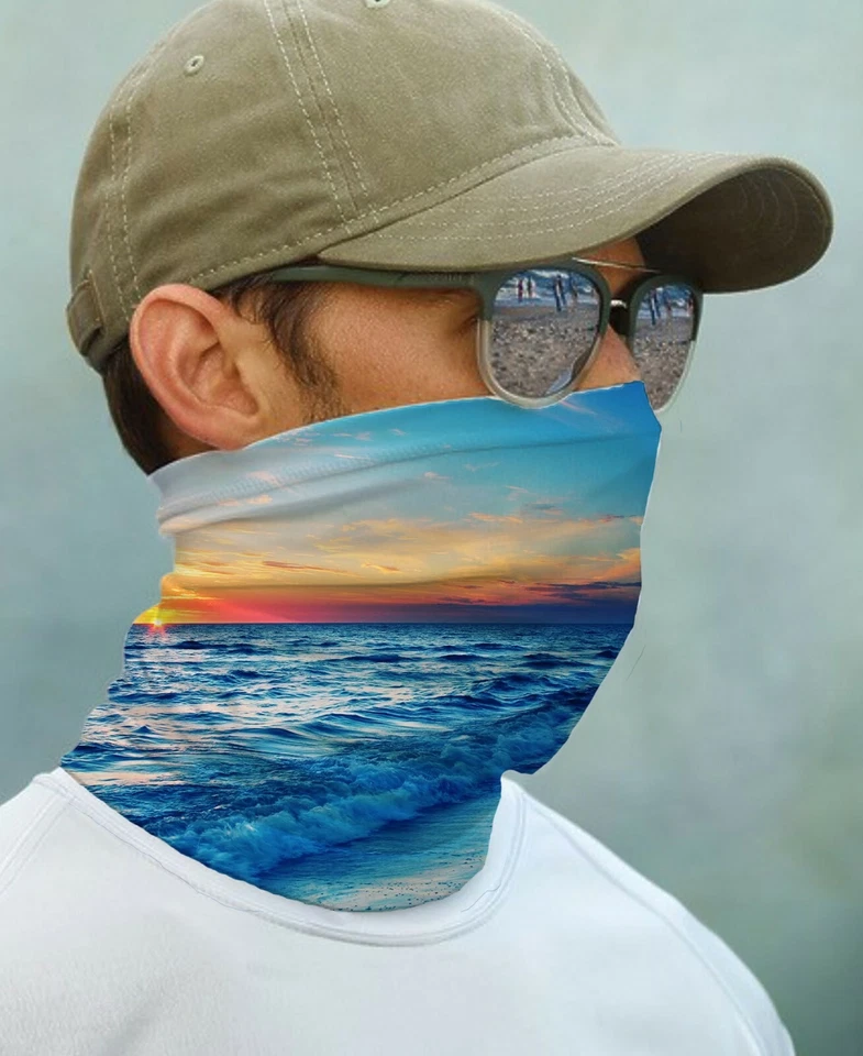 PARAGON SUN GAITER Mask Bandana UPF 50+ UV Protect Fishing Beach Ocean Sunset Face Neck
