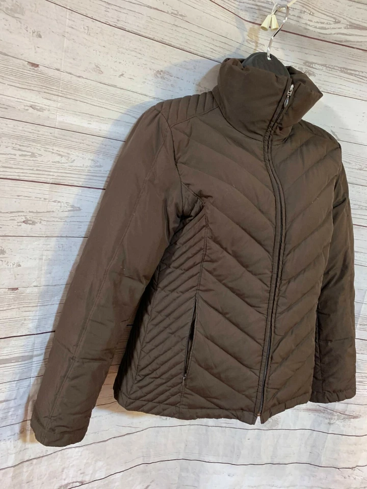 Kenneth Cole Reaction Puffer Down Jacket Zipper Front Dark Brown Size S Small - Image 4 of 4