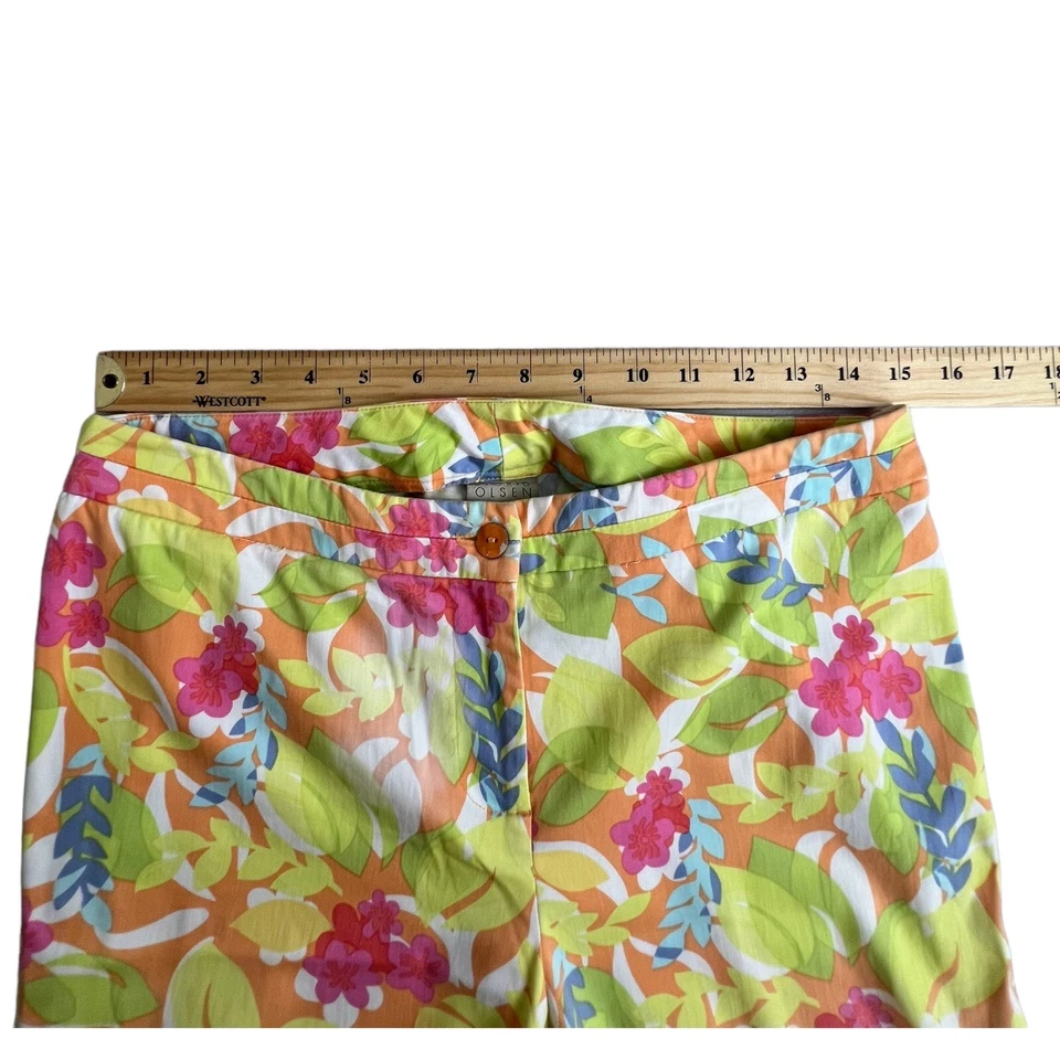 Pantalones deportivos Sigrid Olsen para mujer multicolores florales tiro medio pierna recta 10 Foto 4 de 4