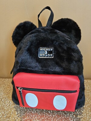 Disney Mickey Mouse Soft Fuzzy Faux Fur with Ears Mini Backpack NWT Disney Mickey Mouse Soft Fuzzy Faux Fur With Ears Mini  main image 3