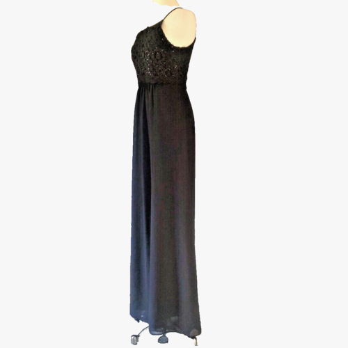 JAKE'S Women's XS Dress BLACK BEADED FORMAL HALTER Elegant Long Formal Maxi - Picture 1 of 6