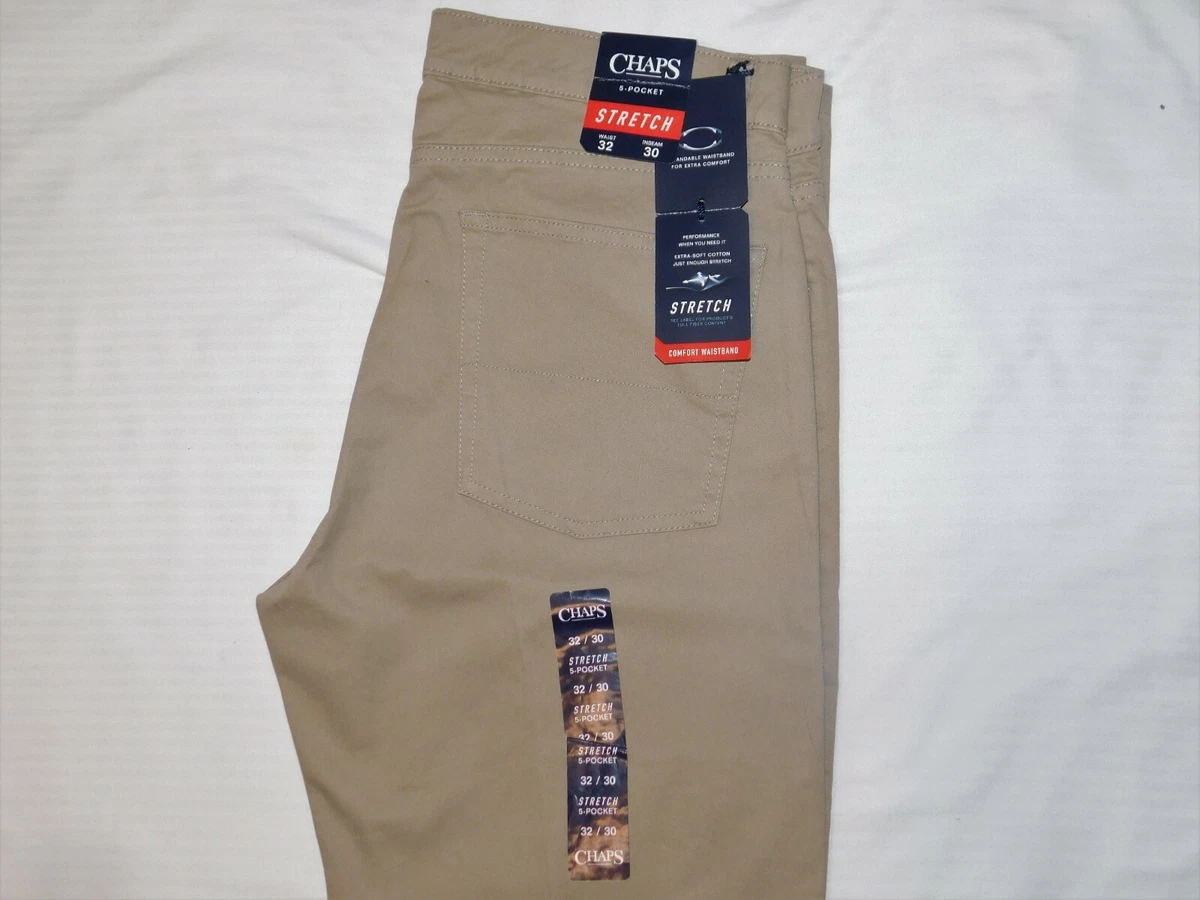 CHAPS 5 Pocket Pants Stretch Comfort Waist Jean cut Style Extra