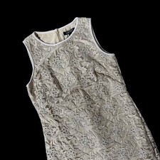 Lauren Ralph Lauren Sleeveless Lace Sheath Dress Metallic Embroidery Size 2P