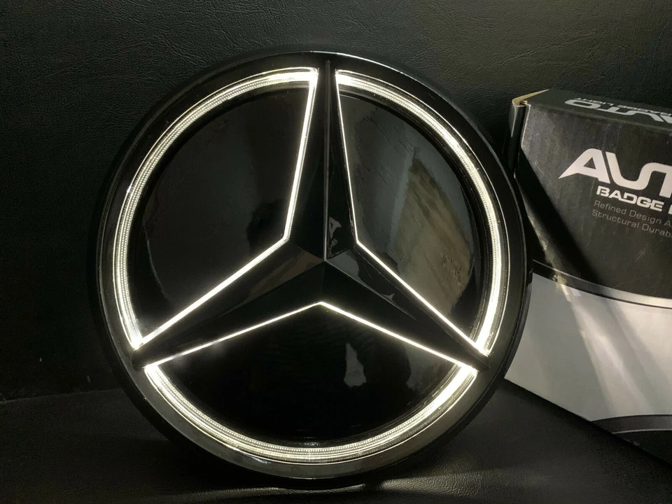 LED 18.5CM Illuminated Grille Star Emblem Badge White light For A/B/C/E/CLA/GLA - Image 3 of 4