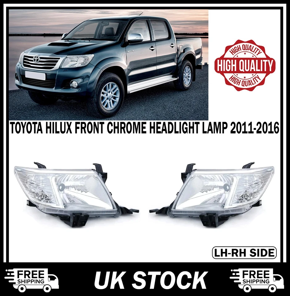PAIR LEFT RIGHT FRONT HALOGEN HEADLIGHT LAMPS FITS FOR TOYOTA HILUX 2011-2016 - Image 2 of 4