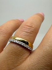 Image of 18Ct Yellow & White Gold 0.25Ct Half Eternity Wedding Band Diamonds Ring Gg440