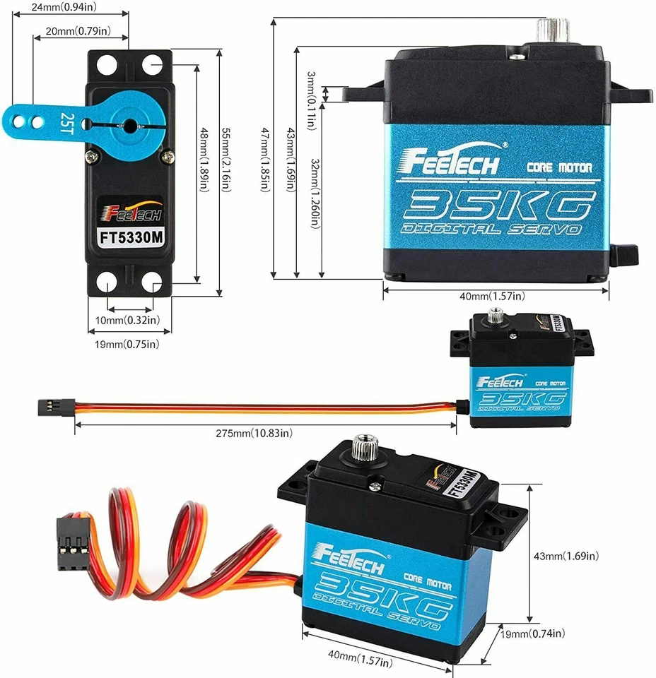 2 Pack Waterproof 35kg Full Metal Gear Digital Servo HIGH TORQUE & SPEED RC Car - Image 2 of 4