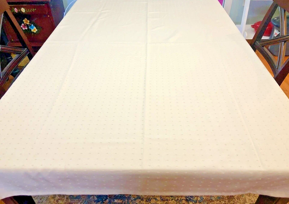 Solid Tan Microfiber Tablecloth Raised Diamond Design Rectangular 50” X 68” - Image 3 of 4