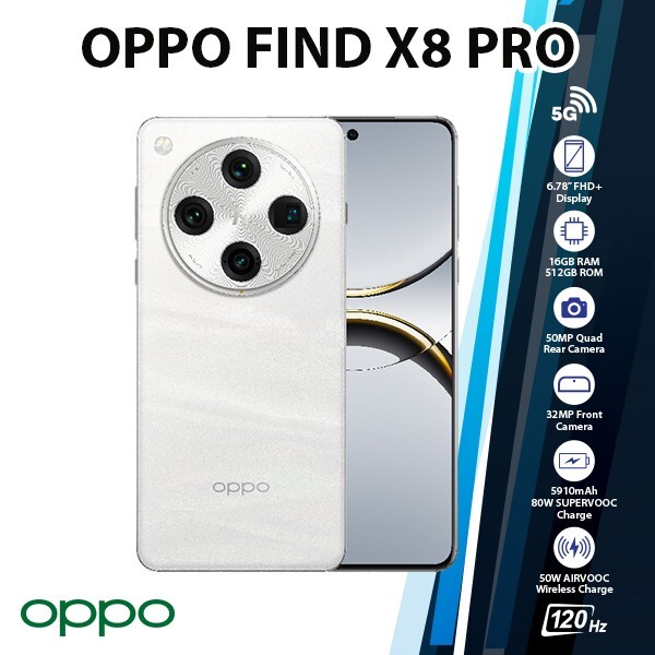 OPPO Find X8 Pro 5G GLOBAL Ver. Android Cell Phone (White