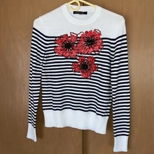 Brooks Brothers Sweater 3D Poppy Navy White Striped Preppy Women s Size S e12