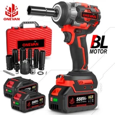 1200Nm Electric Impact Wrench 1/2'' Brushless Cordless Power Driver w/2 Battery