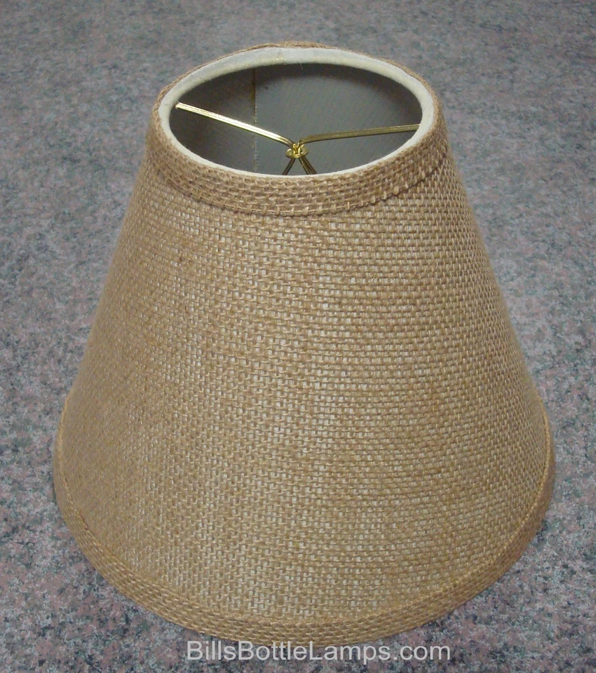 Rustic Cottage Cabin Burlap Table Light LAMP SHADE "Clip-On" Bulb 9" inch Cone - Image 2 of 4