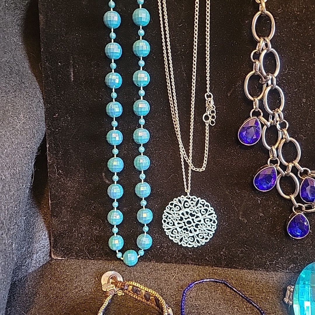 Vintage Now Costume Jewelry Lot Blue WearResell Necklaces Bracelets