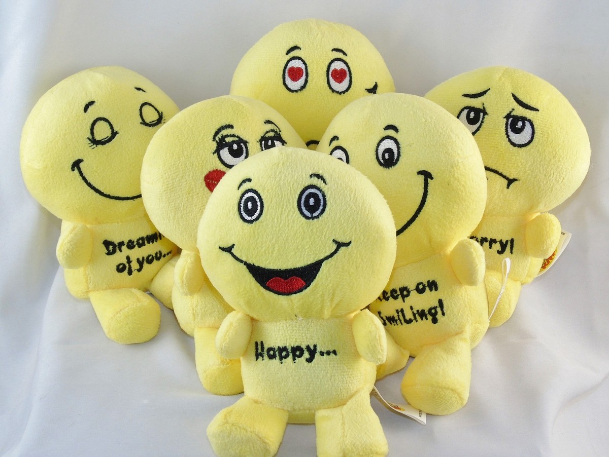 6” Emoji Plush Doll Pillow Toy w/6 Assorted Facial Expressions New ...