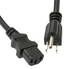 3Ft Computer Power Cord 5-15P to C13 Black SVT 18/3