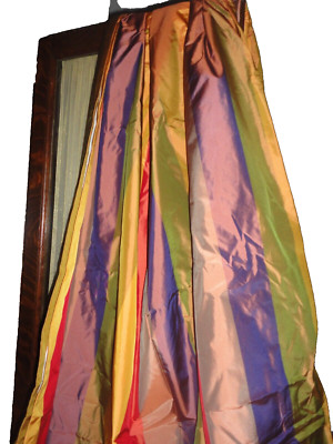 HOME SILKS SIENNA MAHOGANY STRIPE (1) WIDE SLIDING DOOR CURTAIN PANEL 84X106