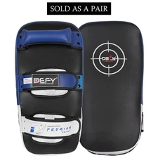 DEFY New Kick Boxing Strike Curved Thai Pad MMA Training Focus Mitt 1 Pair Blue