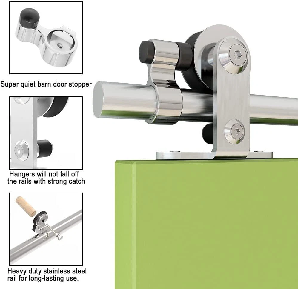 Sistema de puerta corredera de acero inoxidable CCJH carril juego de herrajes para puerta corredera puerta individual