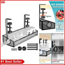 Under Desk Cable Management Tray No Drill Cord Organizer Black Clamp Desk Wire
