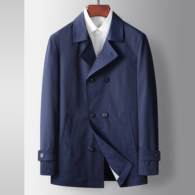 Men's Trench Coat Spring New Luxury Lapel Collar Double Breasted Business Jacket