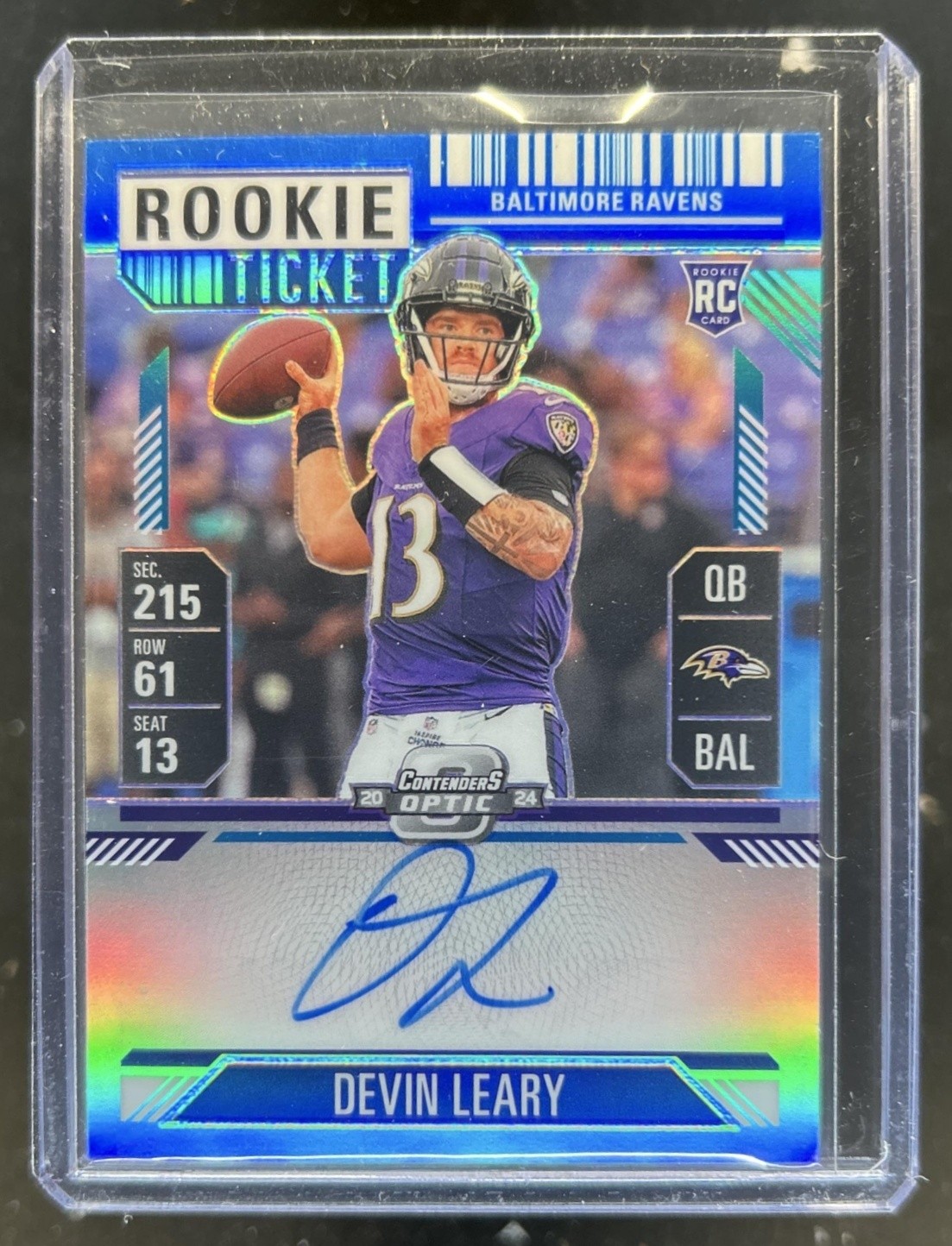 Devin Leary Panini Contenders Optic #141 Autograph-Teal