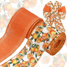 Orange Tangerine Wired Edge Craft Fabric Ribbon Cutie Bow Wreath 20 Yds 2 Rolls