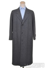 AQUASCUTUM Vintage Gray Barleycorn Wool Tweed Mens Luxury Over Coat - LARGE
