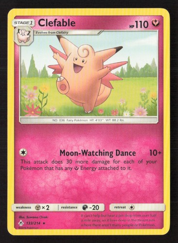 Clefable 133/214 Rare Unbroken Bonds Pokemon Lightly Played