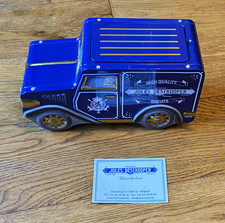 Jules Destrooper Blue Tinplate Toy Car Biscuit Tin. Slightly used.