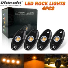 4pcs Amber LED Rock Lights Underbody Glow Lamp for Offroad SUV Pickup Truck