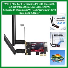 WiFi 6 PCIe Card for Gaming PC with Bluetooth 5.2,3000Mbps Ultra-Low Latency,...