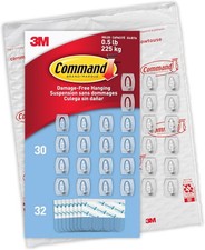 Command Clear Mini Hooks with Clear Strips Multi Pack of 30 Hooks 32 Adhesive 0.63 per strip