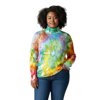 Venezia Plus Size 18/20W Top Handmade Tie Dye Turtleneck Ribbed Thick Knit 989