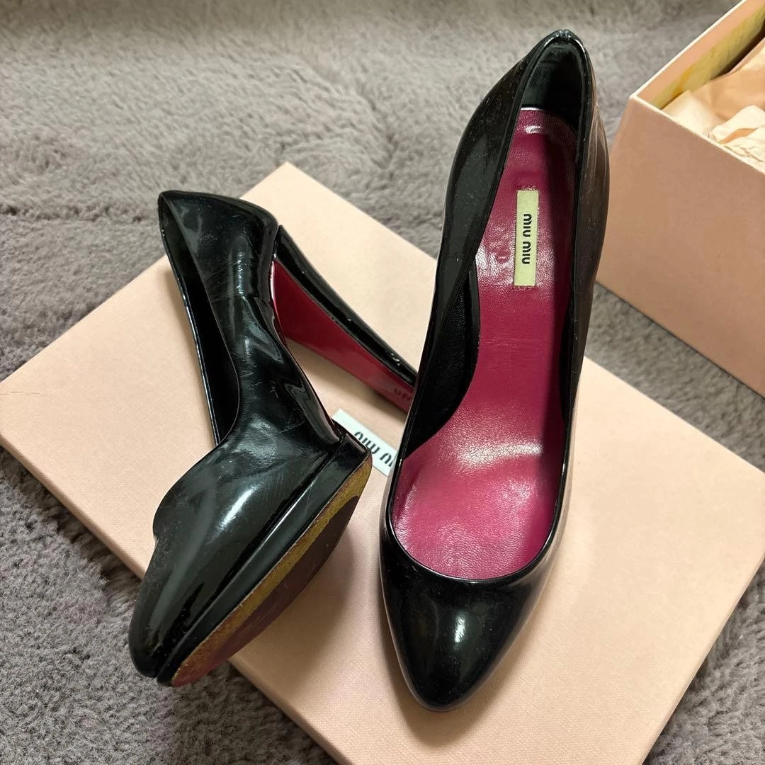 Miu Miu Patent Leather High (3-3.9 in) Heel Height Heels for Women