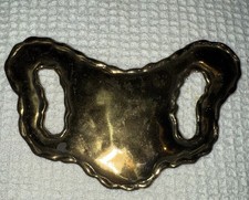 Brutalist Artisan Hammered Shaped 4" Wide Statement Brass Tone Belt Slide Buckle