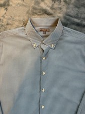 Peter Millar Crown Sport Summer Comfort Blue/White Checked Button Up Shirt XL