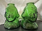 Vintage Wheaton NJ Green Glass George Washington Head Salt & Pepper Shaker Set — photo 1
