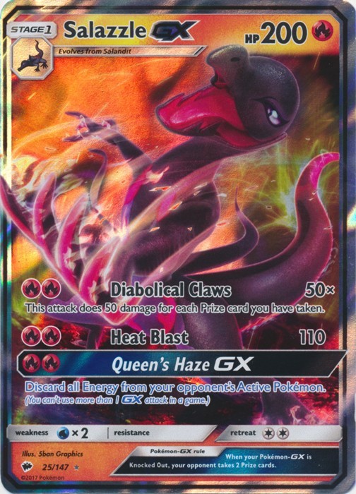 Salazzle GX 25/147 Ultra Rare Holo NM Pokemon SM - Burning Shadows